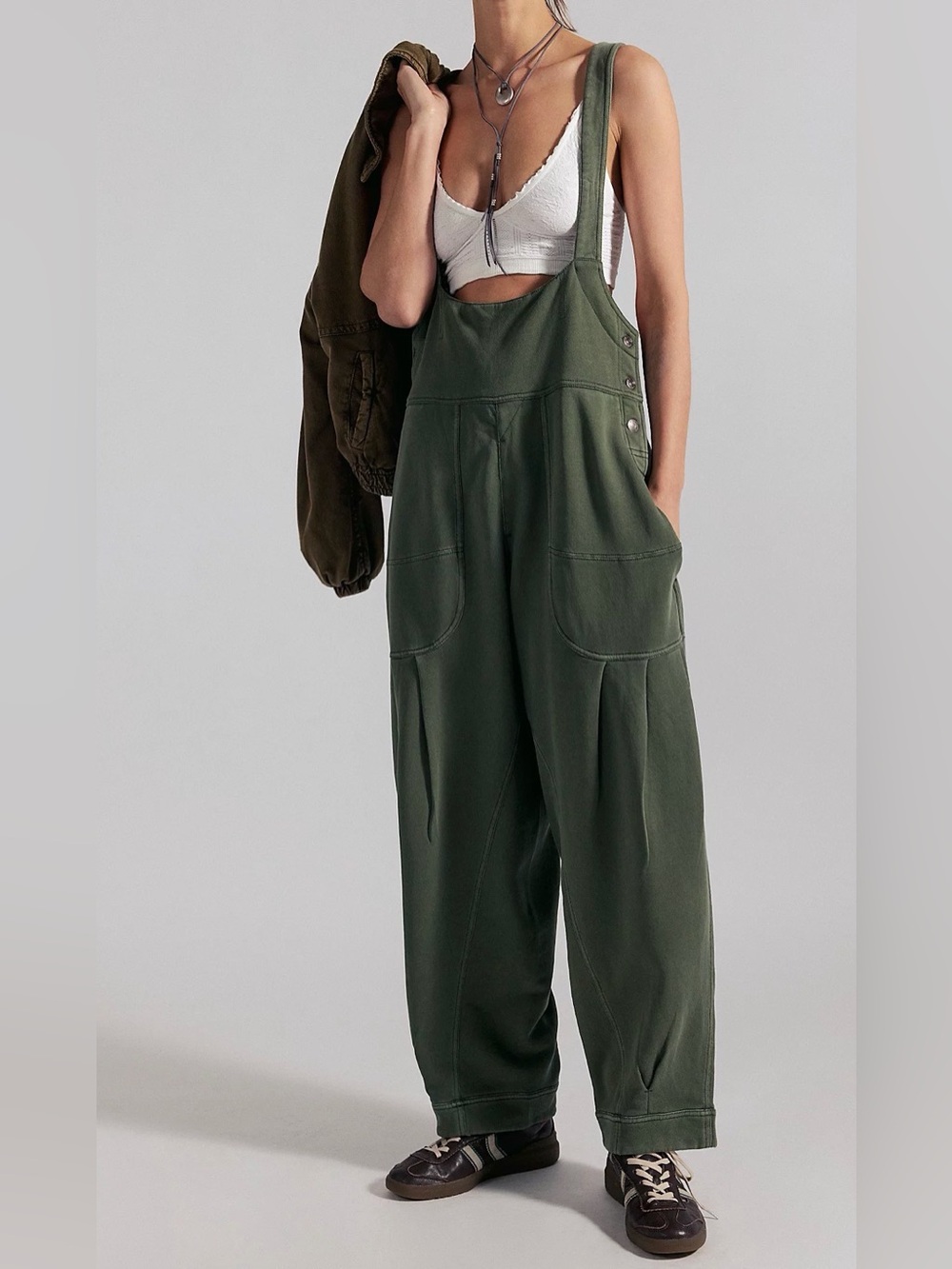 We The Free Olive Green Utility Jumpsuit